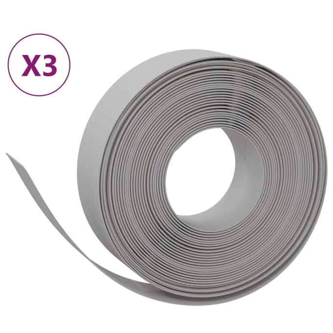 vidaXL - Tuinranden - 3 - st - 10 - m - 15 - cm - polyetheen - grijs
