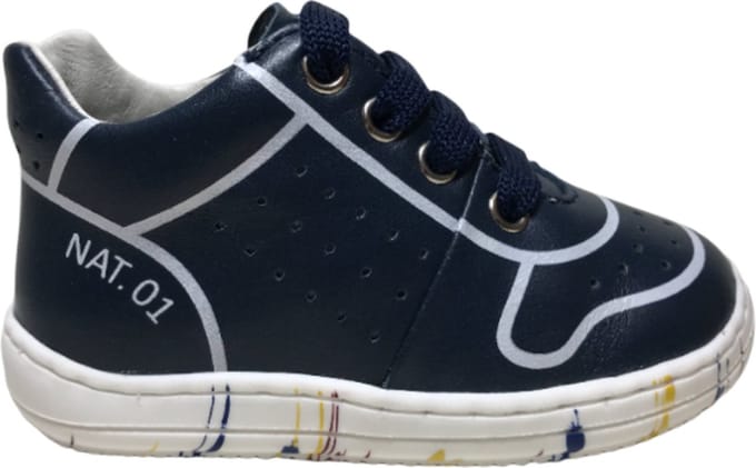 Naturino Mt 21 veter lederen sneakers Snuggly Navy wit