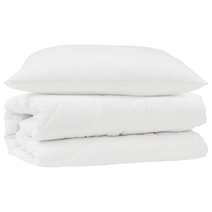 vidaXL - Deken - Set - met - kussen - 2 - st - Wit - Microvezel