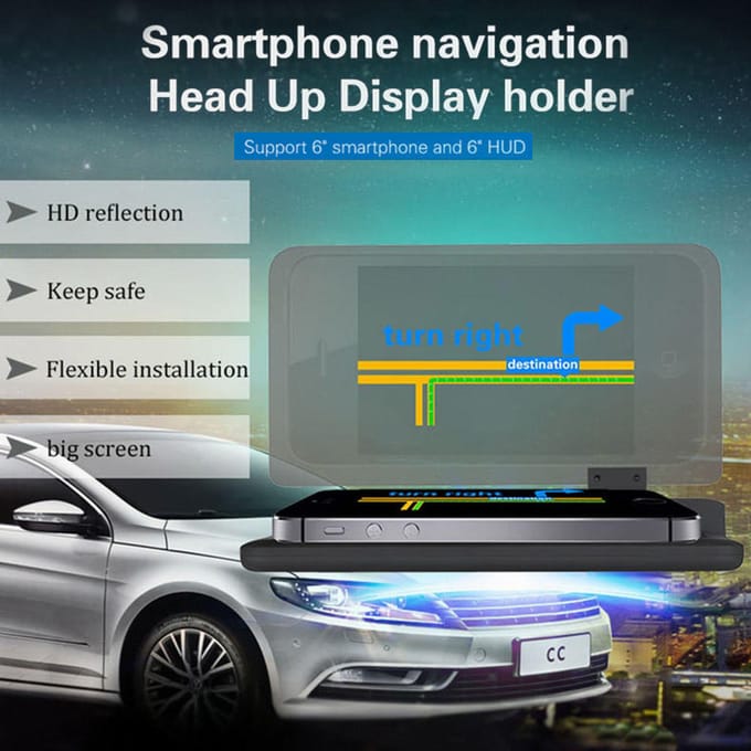 Universele Auto HUD Navigatiebeugel GPS Mobiele Telefoon Houder Groot Scherm HD Reflectie Projector gray
