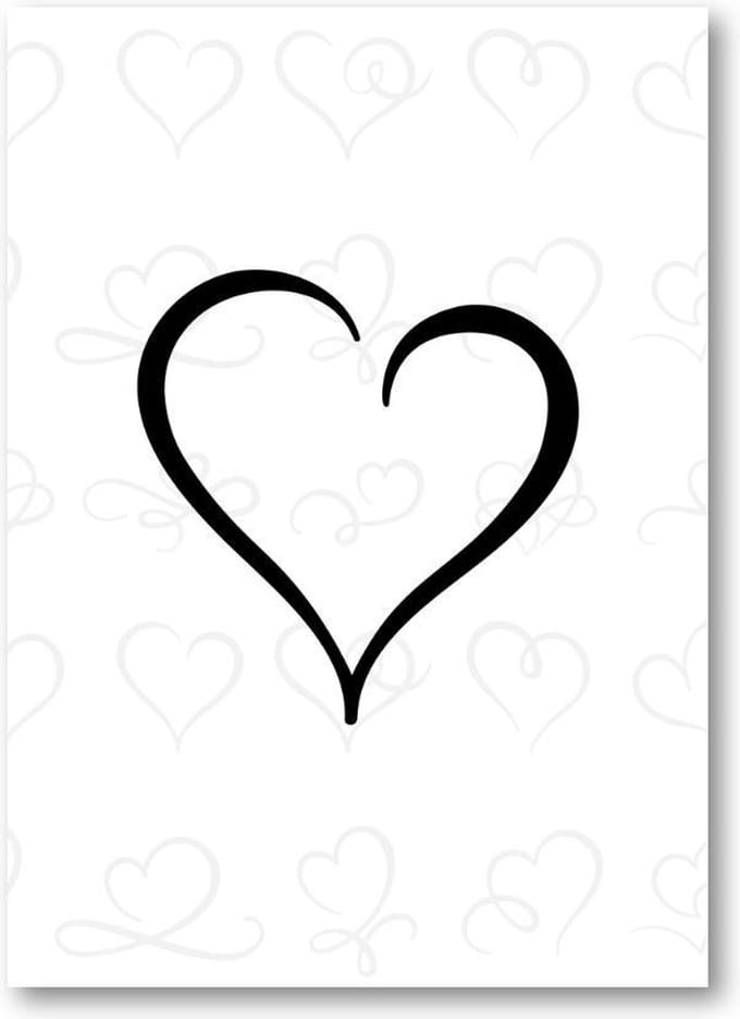 Hart - Harten patroon - Zwart/Wit - 50x70 Forex Staand - Minimalist