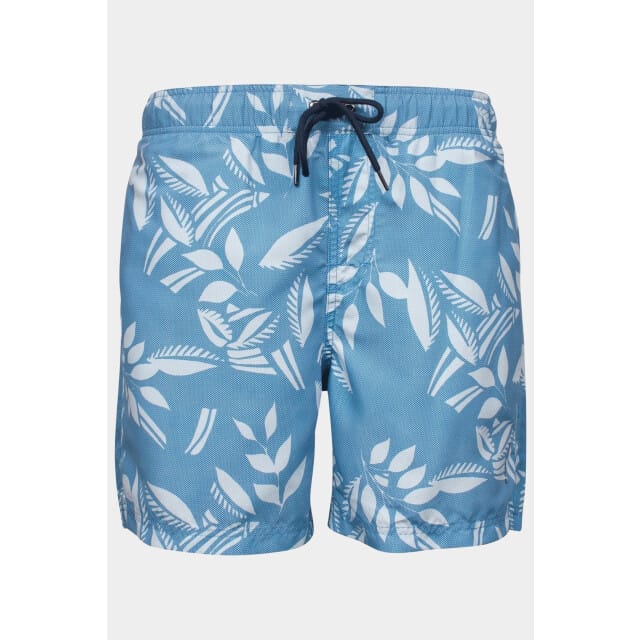 Baileys Swim Short Allover Leaves Drawstring Denim Blue / male