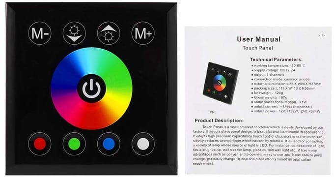 Dailygoody - RGBW LED Touch Panel Controller - Muurmontage Dimmer Schakelaar voor LED Strip Verlichting