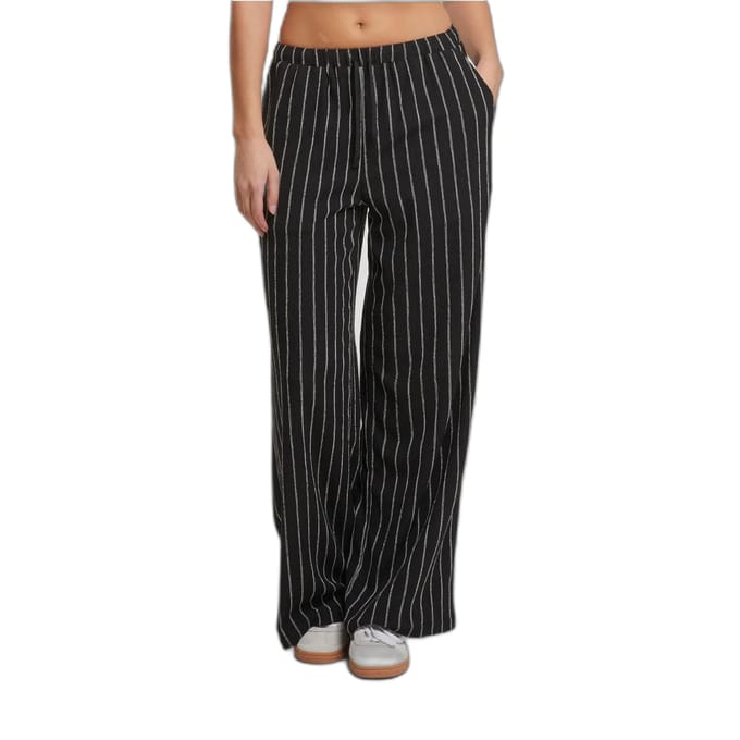 Urban Classics - Structured Striped Relaxed Fit Wijde broek - S - Zwart/Gebroken wit