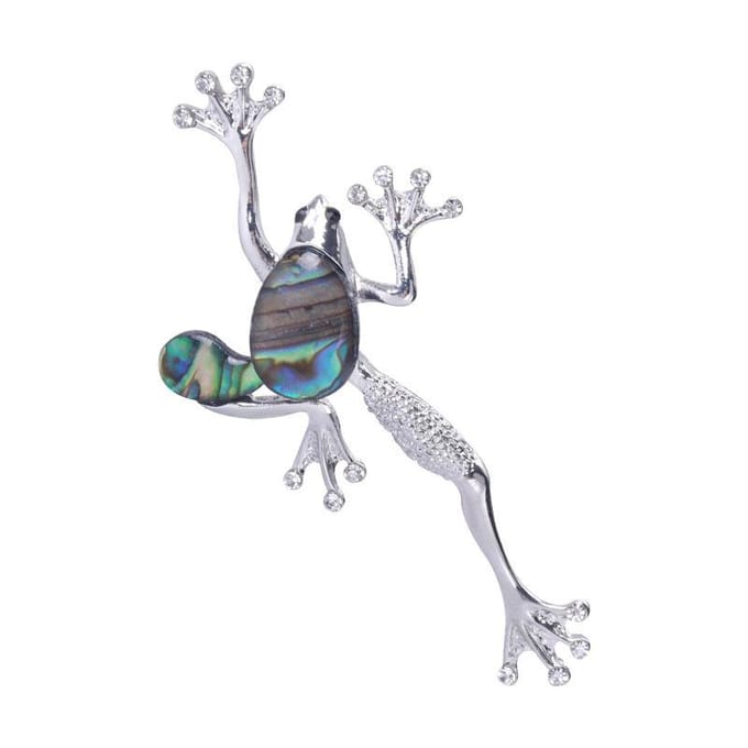 Mode Textuur Natuurlijke Schelp Kikker Broche Persoonlijkheid Creatief Strass Corsage Jurk Speld gray