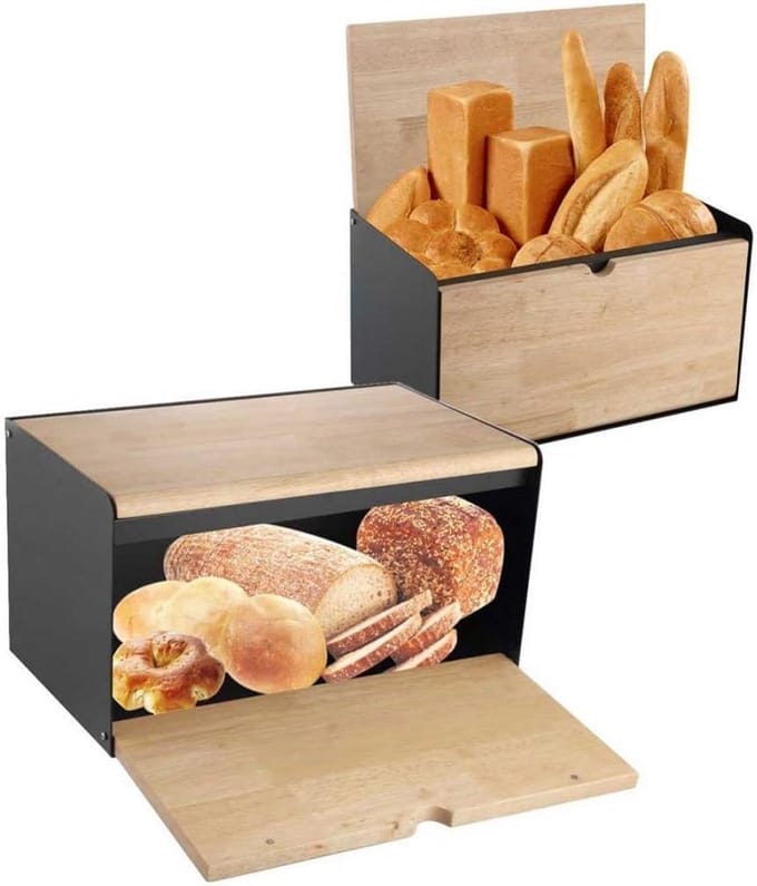 Stijlvolle Broodtrommel met Houten Deksel - Ruimtebesparend & Duurzaam