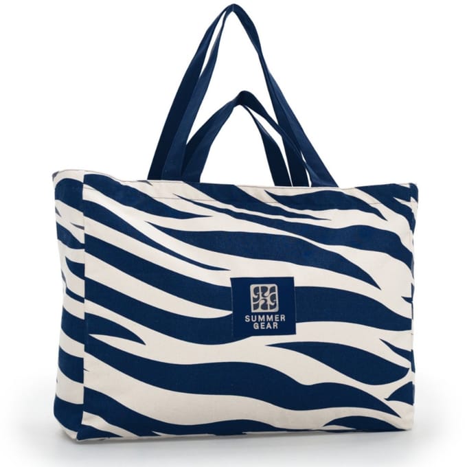 Strandtas groot XL met Rits - volledig afsluitbaar - Onda Blauw - badtas
