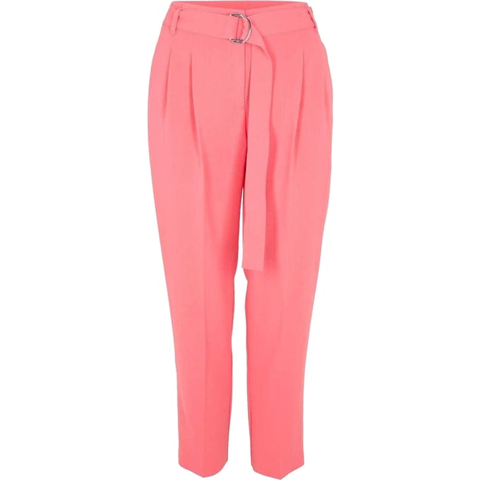 Boss Tapiah effen rechte broek voor dames (Helder Roze)