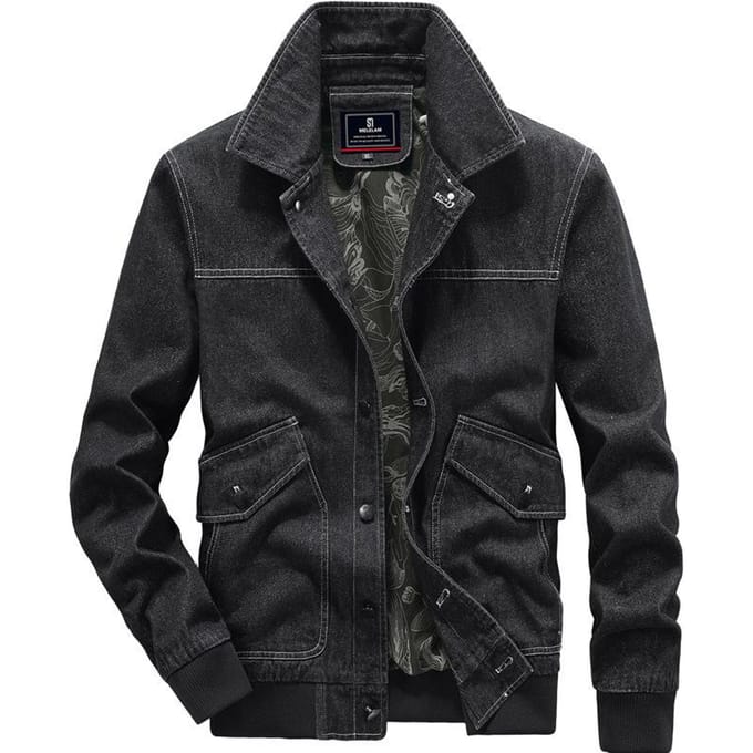 Veste en jean vintage pour homme, décontractée, ample et polyvalente, idéale pour l'automne 4XL black