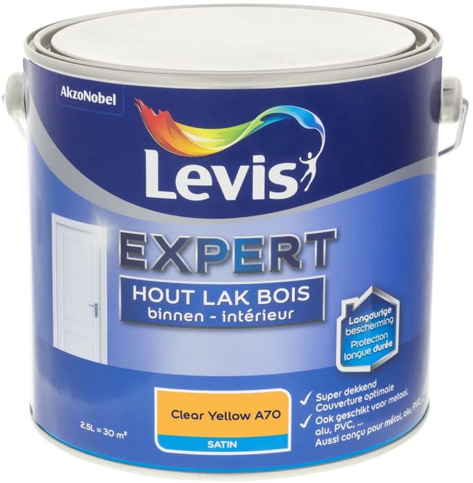 Levis - Expert Hout Lak Binnen Satin Mix - Clear Yellow A70 - Mengverf - 2,5 L