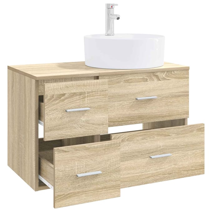 vidaXL - Badkamermeubel - Set - 2 - st - Sonoma - Eiken - Bewerkt - hout