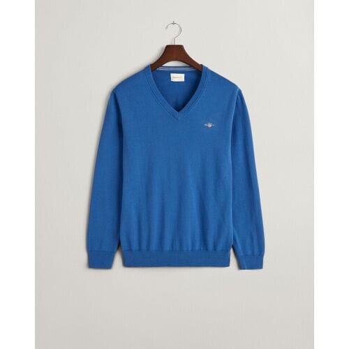 Gant Trui Classic Cotton V-Neck Rich Blue / male