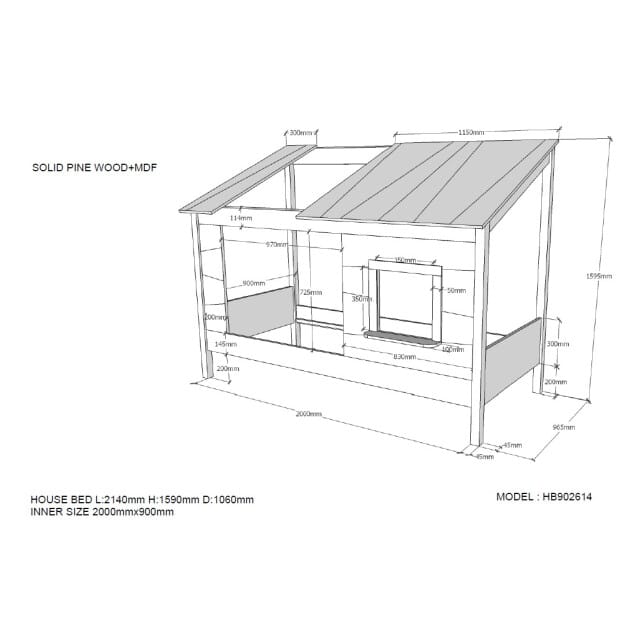 LUCEVI - Housebed 26 Huisbed 90x200cm - Wit