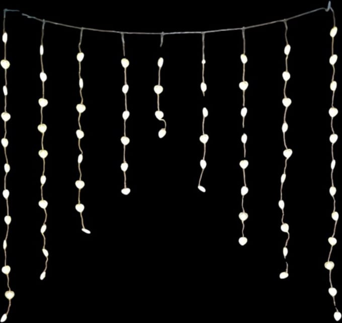Luca Lighting Verlichting gordijn harten wit 76LED ,IP44, 8Functie, Timer - L120xB120cm