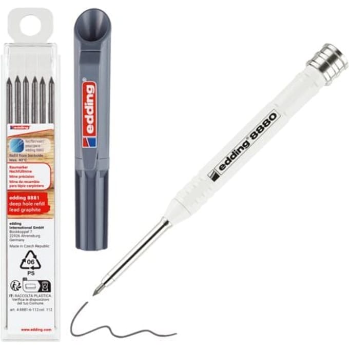 edding 8880 deep hole - Timmermanspotlood - Inclusief 6 grafietlood navullingen