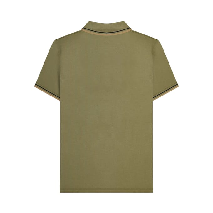 Lambretta Heren Houndstooth Polo Shirt (Khaki Groen)