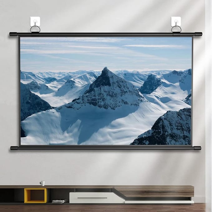 Projectiescherm - Wandmontage Scherm - Thuisbioscoop Creëren - Draagbaar en Opvouwbaar - 84 inch 4:3 - Wit