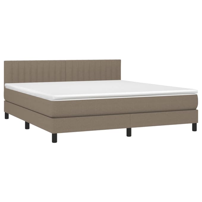 vidaXL - Boxspring - met - matras - en - LED - stof - taupe - 180x200 - cm