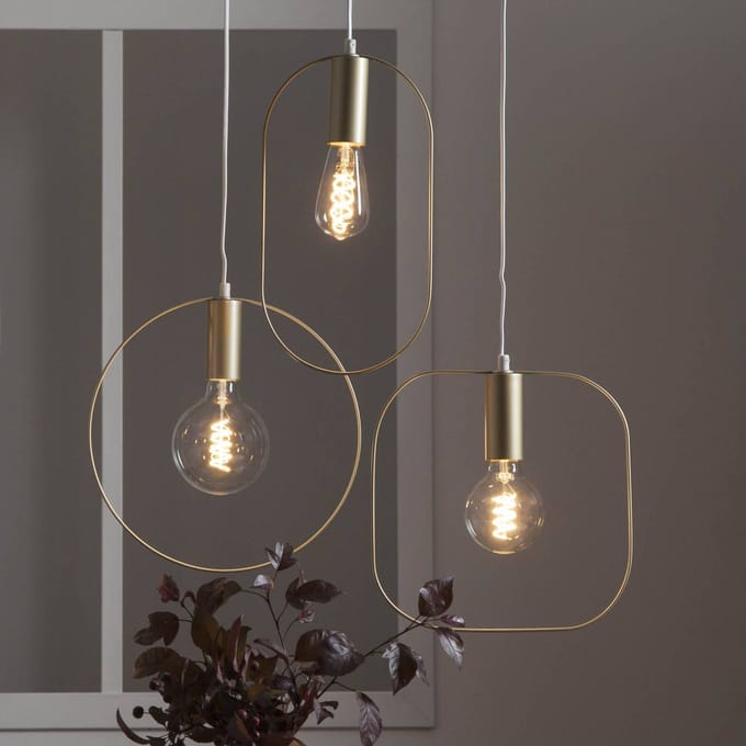 STAR TRADING Shape decoratieve hanglamp met ring, goud