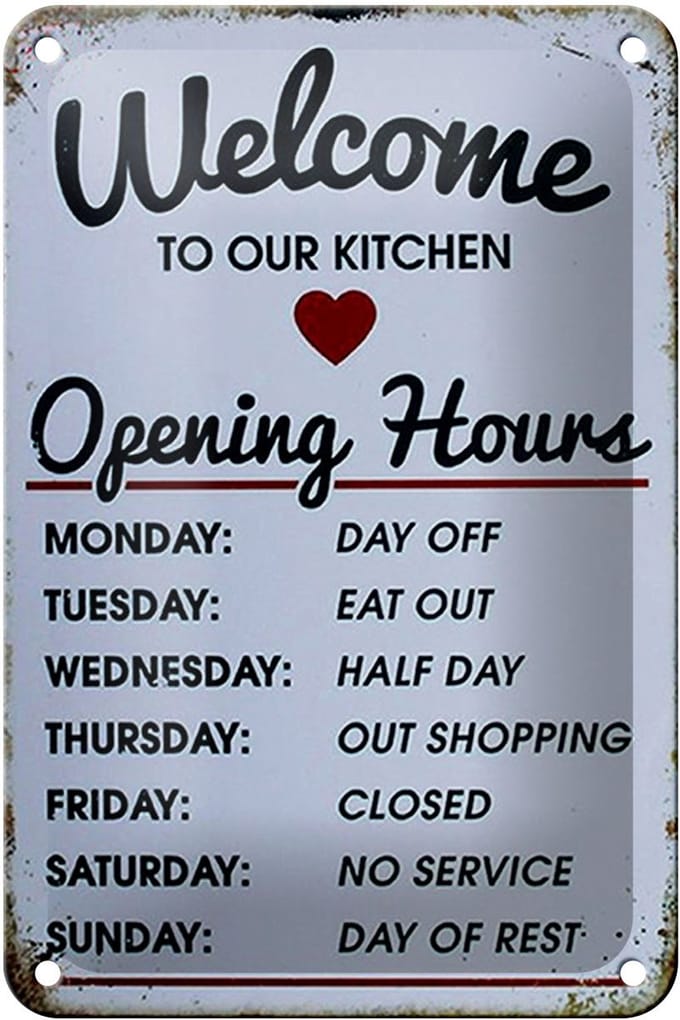 Blechschild Spruch 12x18cm welcome to our Kitchen Opening