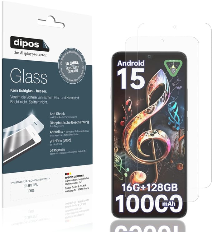 dipos – 2x Matte Pantserfolie geschikt voor OUKITEL C60 | 9H Screenprotector