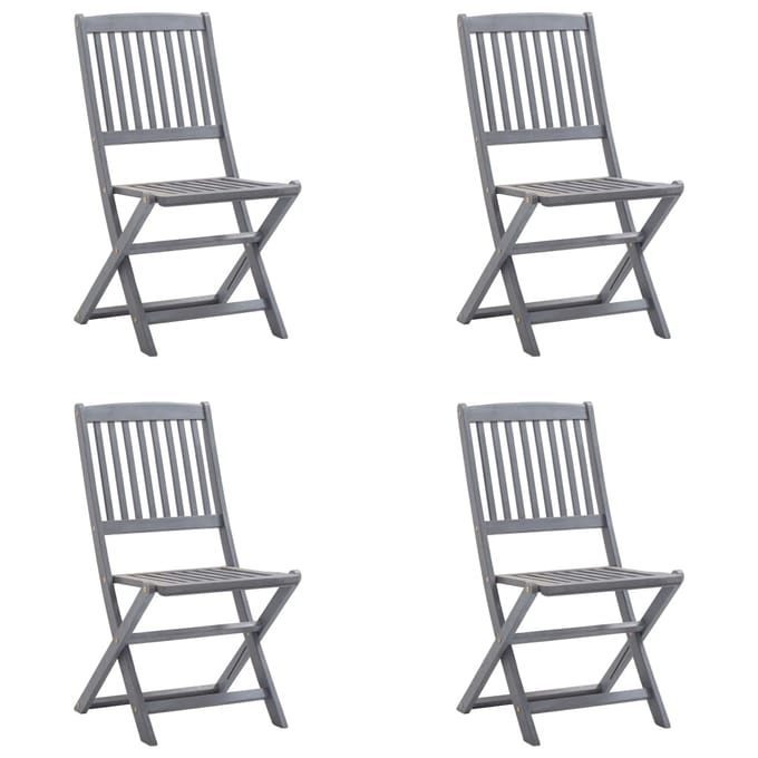 vidaXL - Set - van - 4 - klapstoelen - met - kussens, - gemaakt - van - massief - acaciahout.