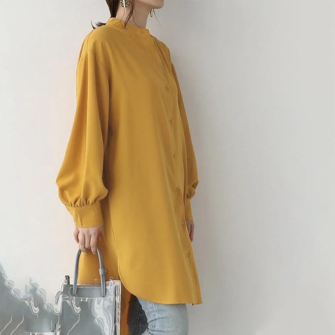 Dames Longsleeve Dames Losse Midi Shirtjurk M gray