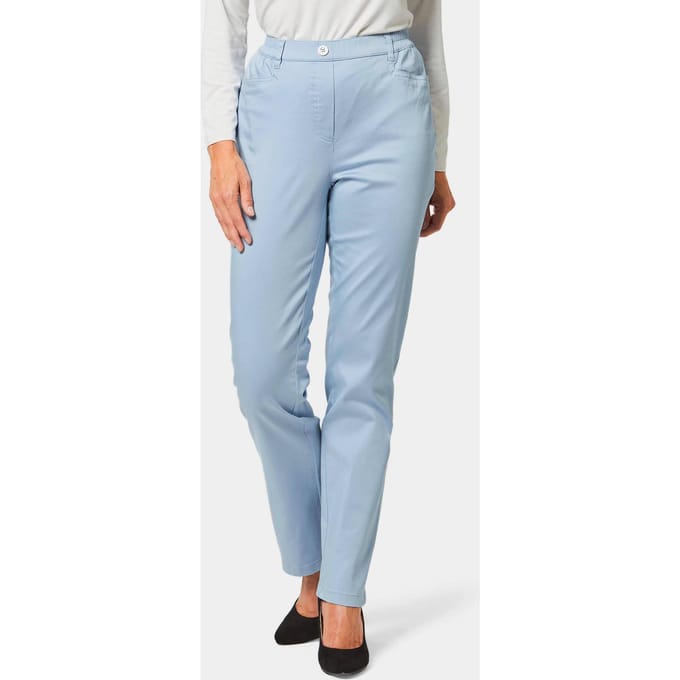 Lichte katoenen broek met elastische band - lichtblauw - Gr. 22 van Goldner Fashion