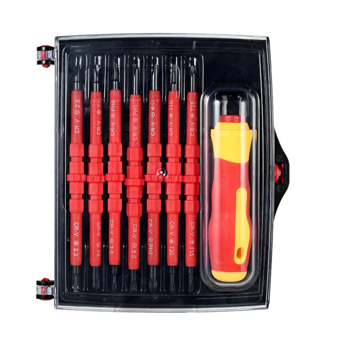 Jeu de tournevis isolés interchangeables 7 en 1, 1 000 V, avec embouts Phillips magnétiques et fentes black
