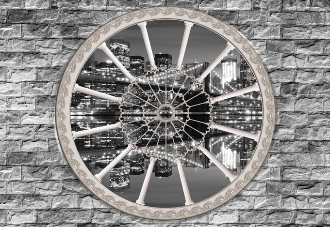 Fotobehang Brick Wall Brooklyn Bridge  | XL - 208cm x 146cm | 130g/m2 Vlies