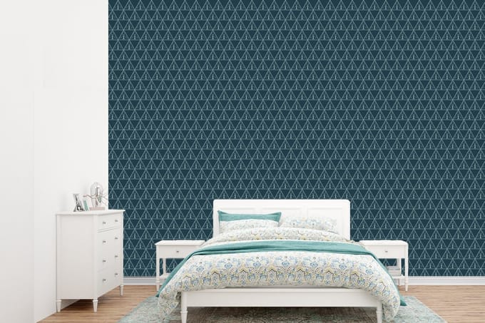Behang - Fotobehang Design - Jongens - Driehoek - Kind - Breedte 385 cm x hoogte 280 cm