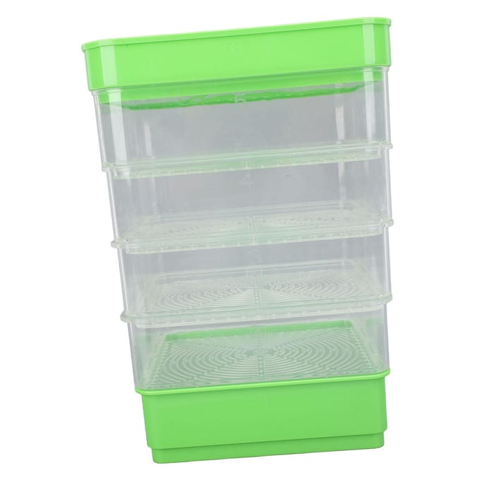 Stapelbare Kiemset 4 Lagen Ruimtebesparend Multifunctioneel Microgroente Kweekbak voor Boon gray