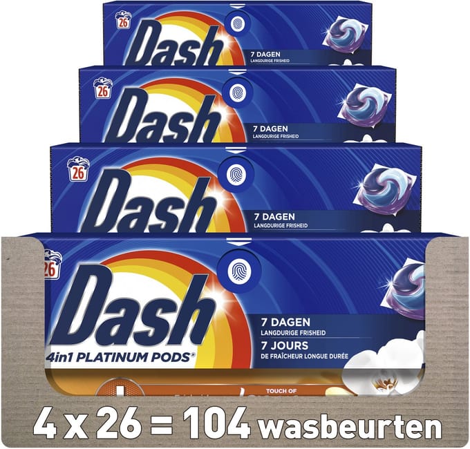 Dash 4in1 Wasmiddel Pods Amber & Orchidee - 4 x 26 wasbeurten