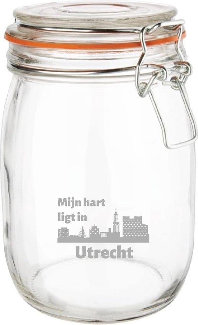 Gegraveerde Weckpot 1 ltr. Utrecht