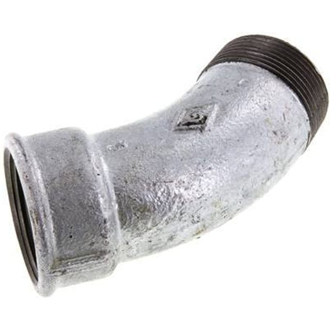 L-Koppeling 45° R1 1/2'' Buitendraad X Rp1 1/2'' Binnendraad Gietijzer 25bar