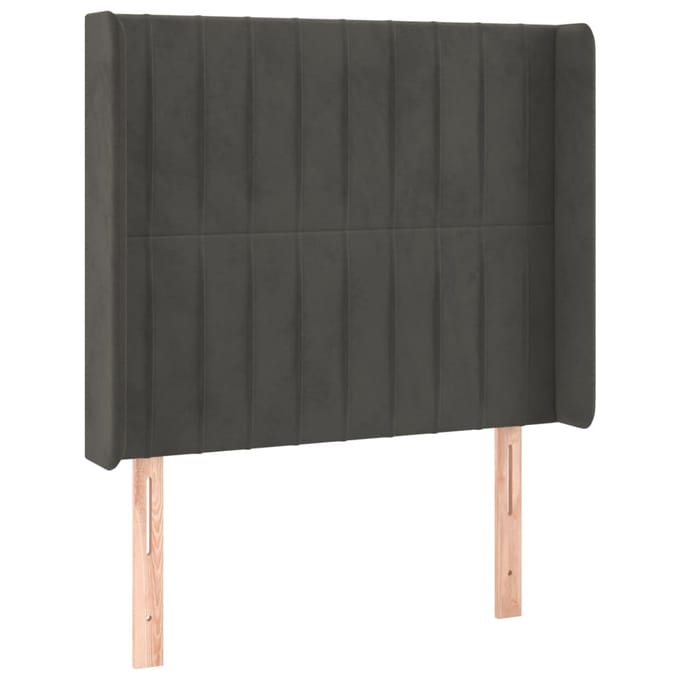 vidaXL - Hoofdbord - LED - 103x16x118/128 - cm - fluweel - donkergrijs