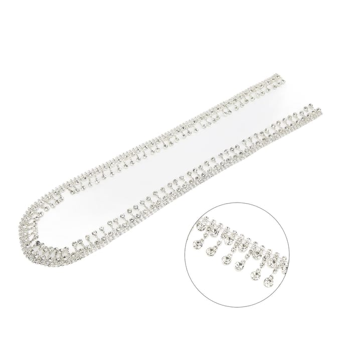 2cm 1 Yard Frange Strass Pendentif Strass Rond Courte Gland Frange Strass Facile à Couper white