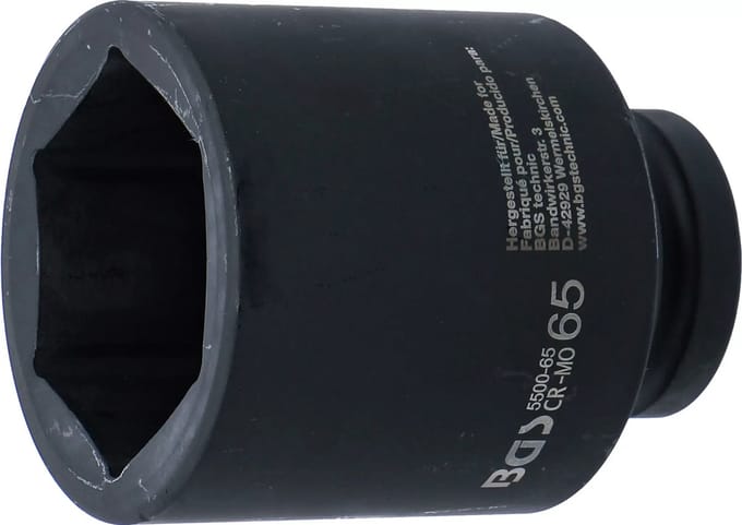BGS Kracht Dopsleuteldop zeskant, diep - 1 - 65 mm