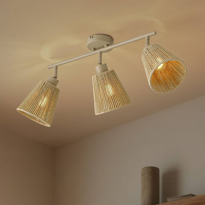 Lindby - plafondlamp - 3lichts - Papier, metaal - H: 25 cm - E14 - beige