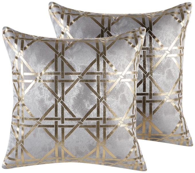 CASSIA - Sierkussen set van 2 - Grijs - 45 x 45 cm - Polyester