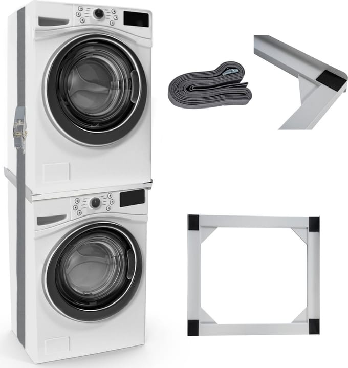 CLP Opbouwmeubel voor wasmachines - Ombouw - Verhoger - Rek - Aansluitframe - wit