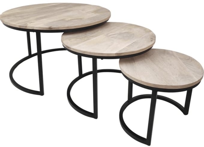 Les - Jayden houten bijzettafel set van 3