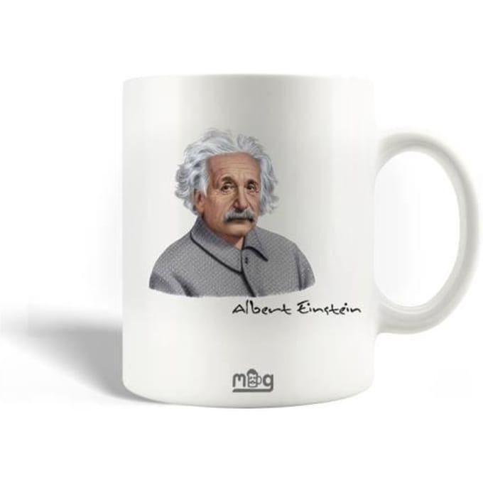 Mug en Céramique - Albert Einstein - 30cl - Blanc - Compatible Lave-Vaisselle - Cylindrique