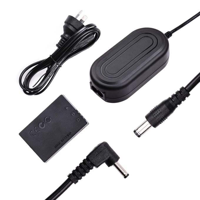 Andoer DR-E12 Dummy Batterij AC Stroomadapter Camera Voeding met Stekker Vervanging voor US plug zwart
