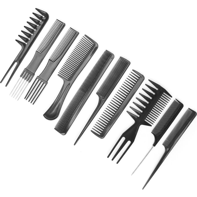 10 stuks Professionele Haarstyling Kam Set Salon Kappers Kammen Set Kappers Kam Set gray
