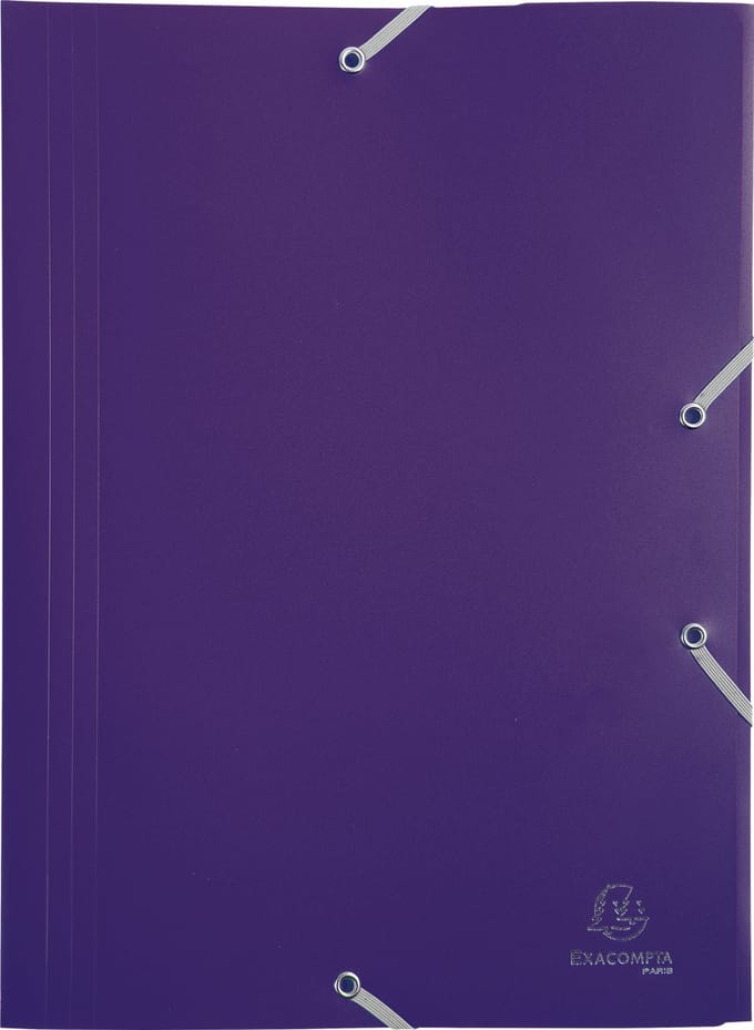 Exacompta 30x Elastomap 3 kleppen ondoorschijnende PP 4/10de - A4 - Purper - 55918E
