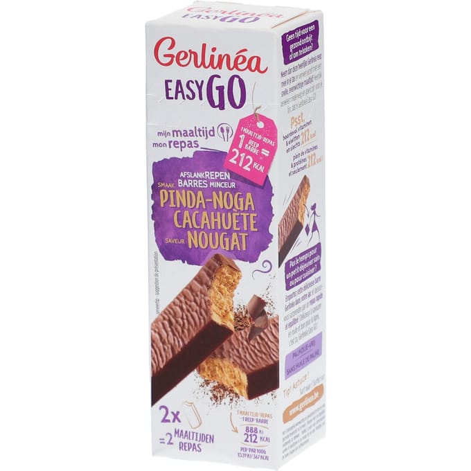 Gerlinea Easy Go Afslank Maaltijdrepen Pinda Nougat 2x58g