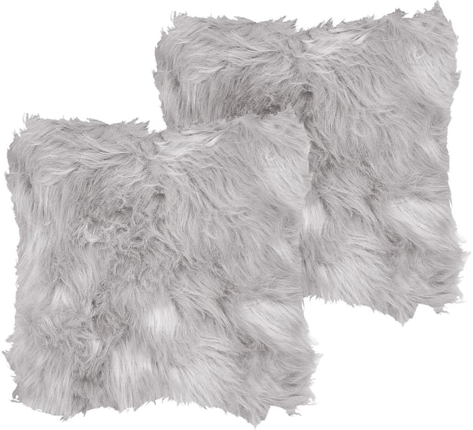 LUBHA - Sierkussen set van 2 - Lichtgrijs - 42 x 42 cm - Polyester