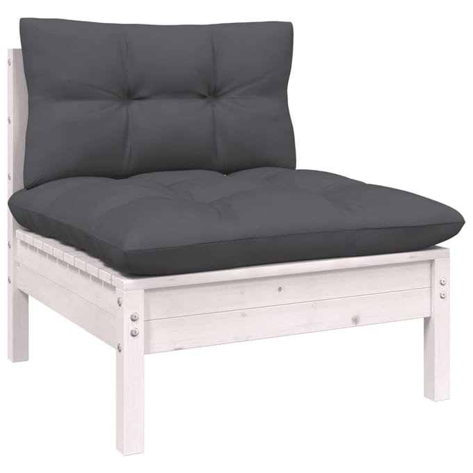 vidaXL - 9-delige - Loungeset - met - kussens - massief - grenenhout - wit