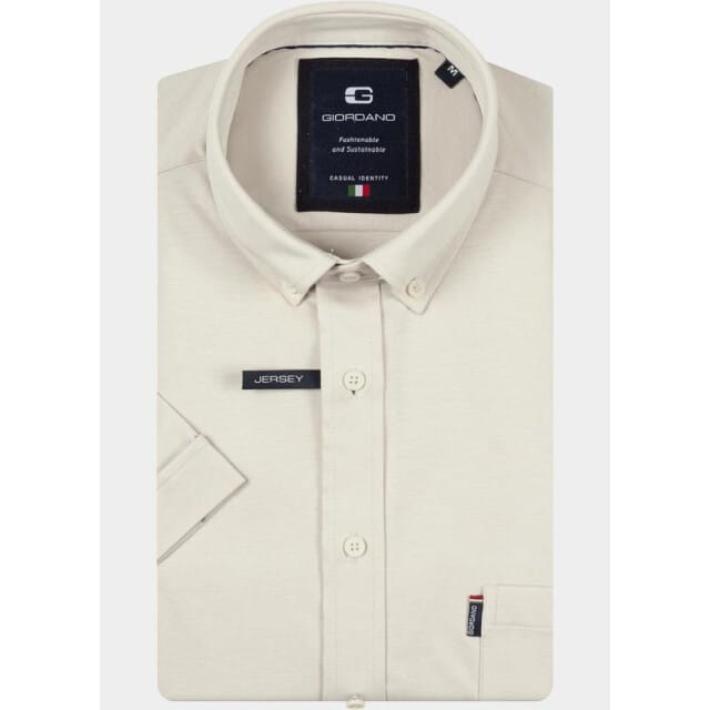 Giordano overhemd korte mouw heren Beige Alfa Short Sleeve Button Down 616078/82